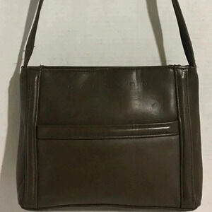 Halston green leather shoulder handbag